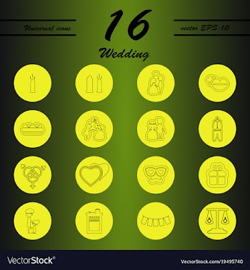 Set of wedding icons in modern thin line style vector image
