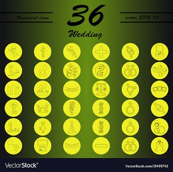 Set of wedding icons in modern thin line style vector image