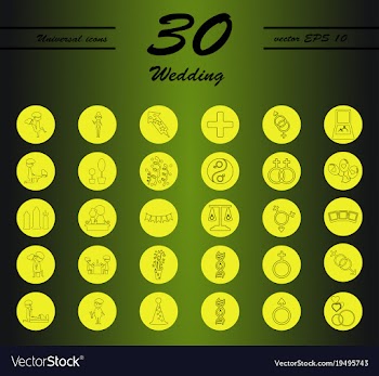 Set of wedding icons in modern thin line style vector image