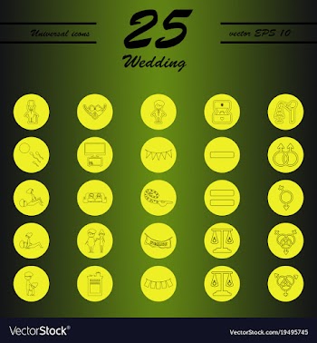 Set of wedding icons in modern thin line style vector image