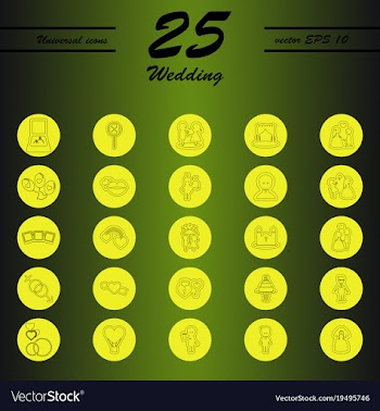 Set of wedding icons in modern thin line style vector image