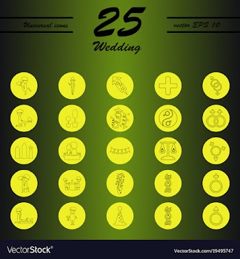 Set of wedding icons in modern thin line style vector image