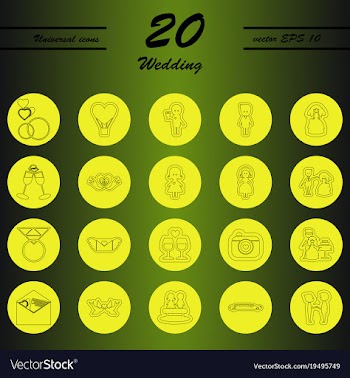 Set of wedding icons in modern thin line style vector image
