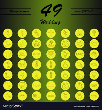 Set of wedding icons in modern thin line style vector image