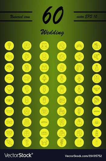 Set of wedding icons in modern thin line style vector image