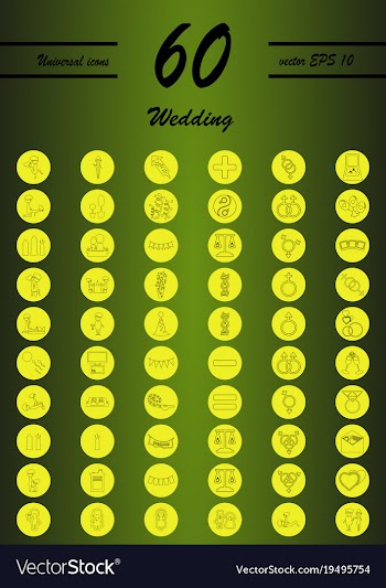 Set of wedding icons in modern thin line style vector image
