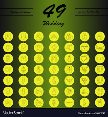 Set of wedding icons in modern thin line style vector image