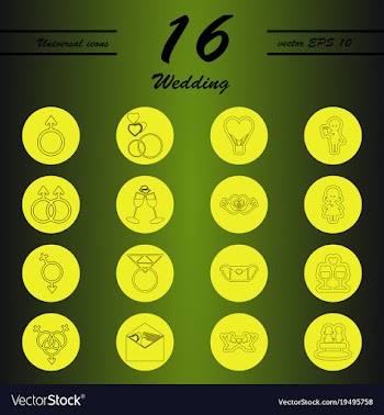 Set of wedding icons in modern thin line style vector image