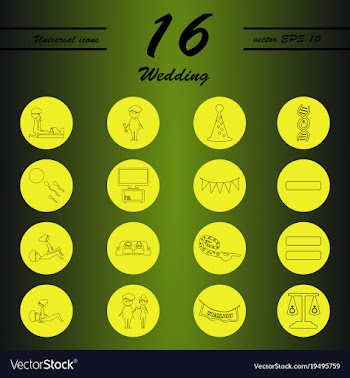 Set of wedding icons in modern thin line style vector image