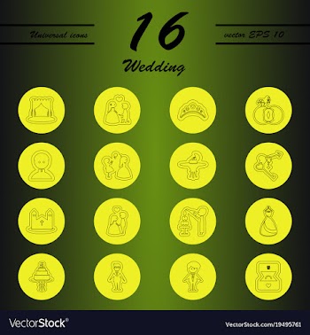 Set of wedding icons in modern thin line style vector image