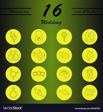 Set of wedding icons in modern thin line style vector image