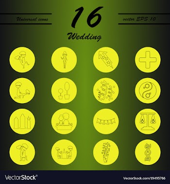 Set of wedding icons in modern thin line style vector image
