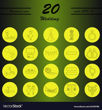 Set of wedding icons in modern thin line style vector image
