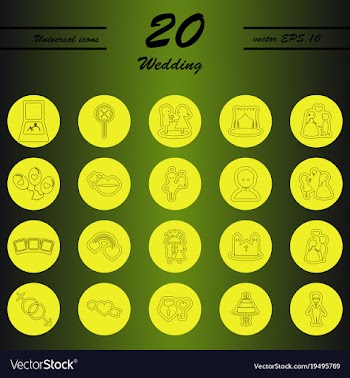 Set of wedding icons in modern thin line style vector image