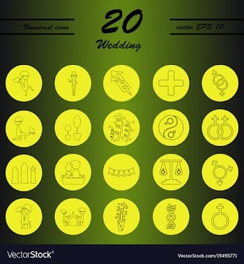 Set of wedding icons in modern thin line style vector image
