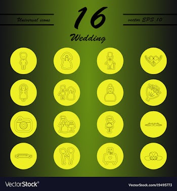 Set of wedding icons in modern thin line style vector image