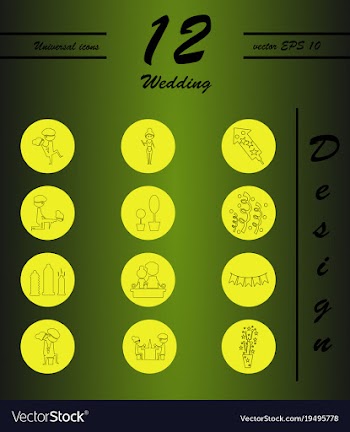 Set of wedding icons in modern thin line style vector image