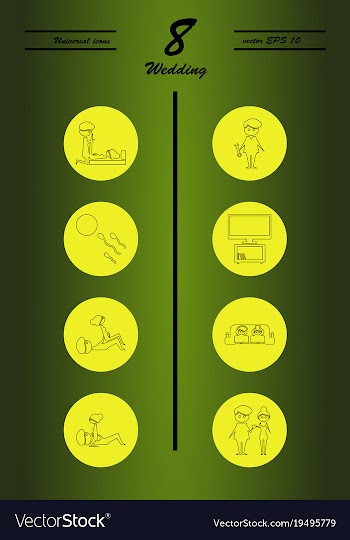 Set of wedding icons in modern thin line style vector image