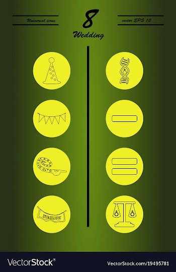 Set of wedding icons in modern thin line style vector image