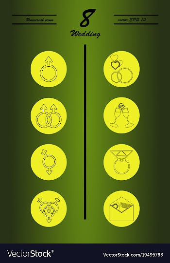 Set of wedding icons in modern thin line style vector image