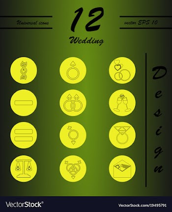 Set of wedding icons in modern thin line style vector image