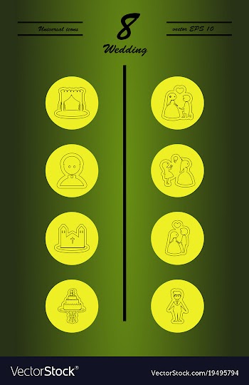 Set of wedding icons in modern thin line style vector image