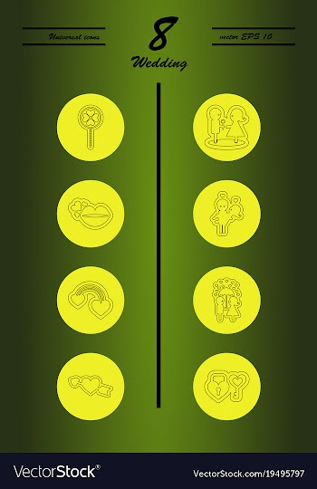 Set of wedding icons in modern thin line style vector image