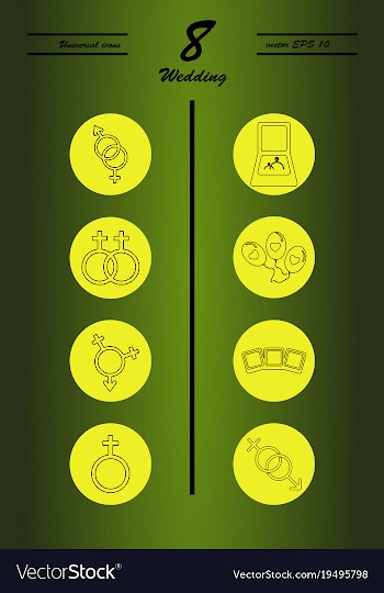 Set of wedding icons in modern thin line style vector image
