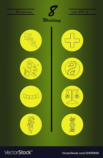 Set of wedding icons in modern thin line style vector image