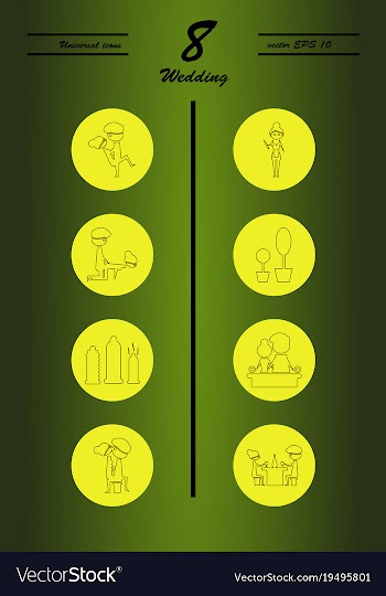 Set of wedding icons in modern thin line style vector image