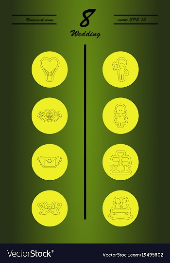 Set of wedding icons in modern thin line style vector image