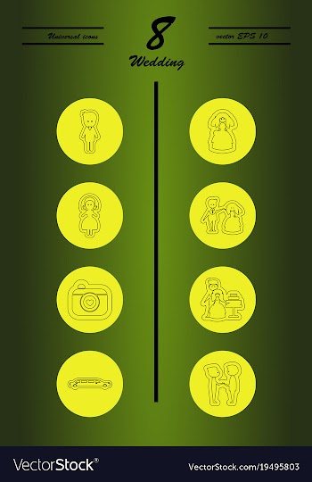 Set of wedding icons in modern thin line style vector image