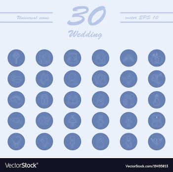 Set of wedding icons in modern thin line style vector image