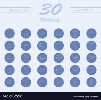 Set of wedding icons in modern thin line style vector image