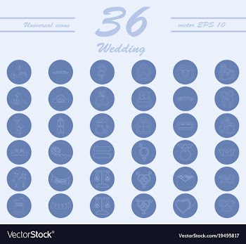 Set of wedding icons in modern thin line style vector image