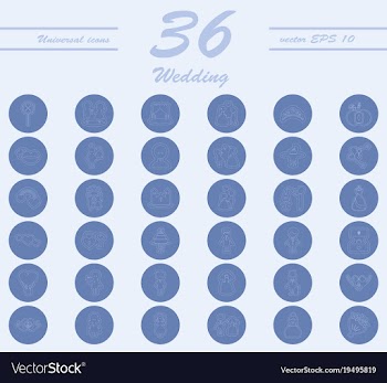Set of wedding icons in modern thin line style vector image