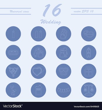 Set of wedding icons in modern thin line style vector image