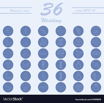 Set of wedding icons in modern thin line style vector image