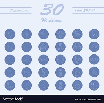 Set of wedding icons in modern thin line style vector image