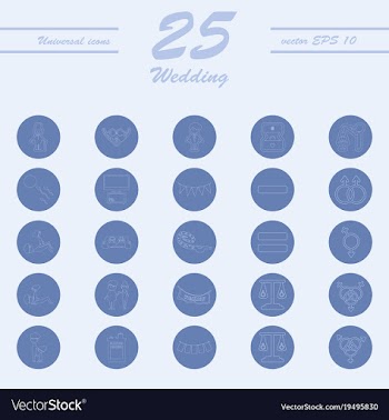 Set of wedding icons in modern thin line style vector image
