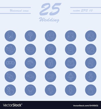 Set of wedding icons in modern thin line style vector image