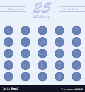 Set of wedding icons in modern thin line style vector image