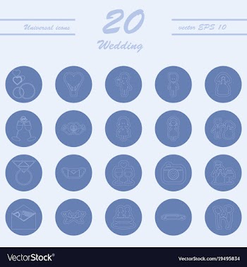 Set of wedding icons in modern thin line style vector image