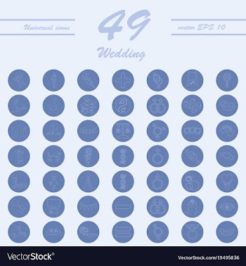 Set of wedding icons in modern thin line style vector image