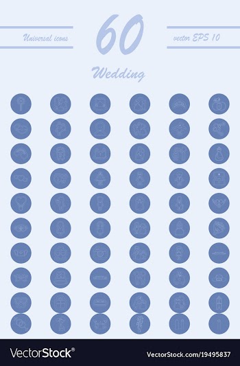 Set of wedding icons in modern thin line style vector image