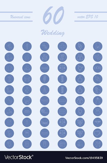 Set of wedding icons in modern thin line style vector image