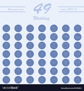 Set of wedding icons in modern thin line style vector image