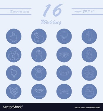 Set of wedding icons in modern thin line style vector image