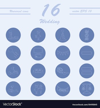 Set of wedding icons in modern thin line style vector image