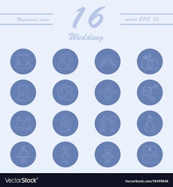 Set of wedding icons in modern thin line style vector image